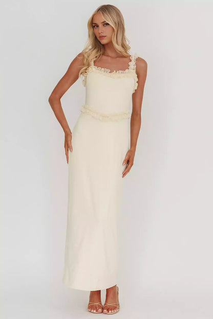 Enchanting Ruffle Lace Edge Lining Lace Ruffle Edge Side Zipper Prom Dresses