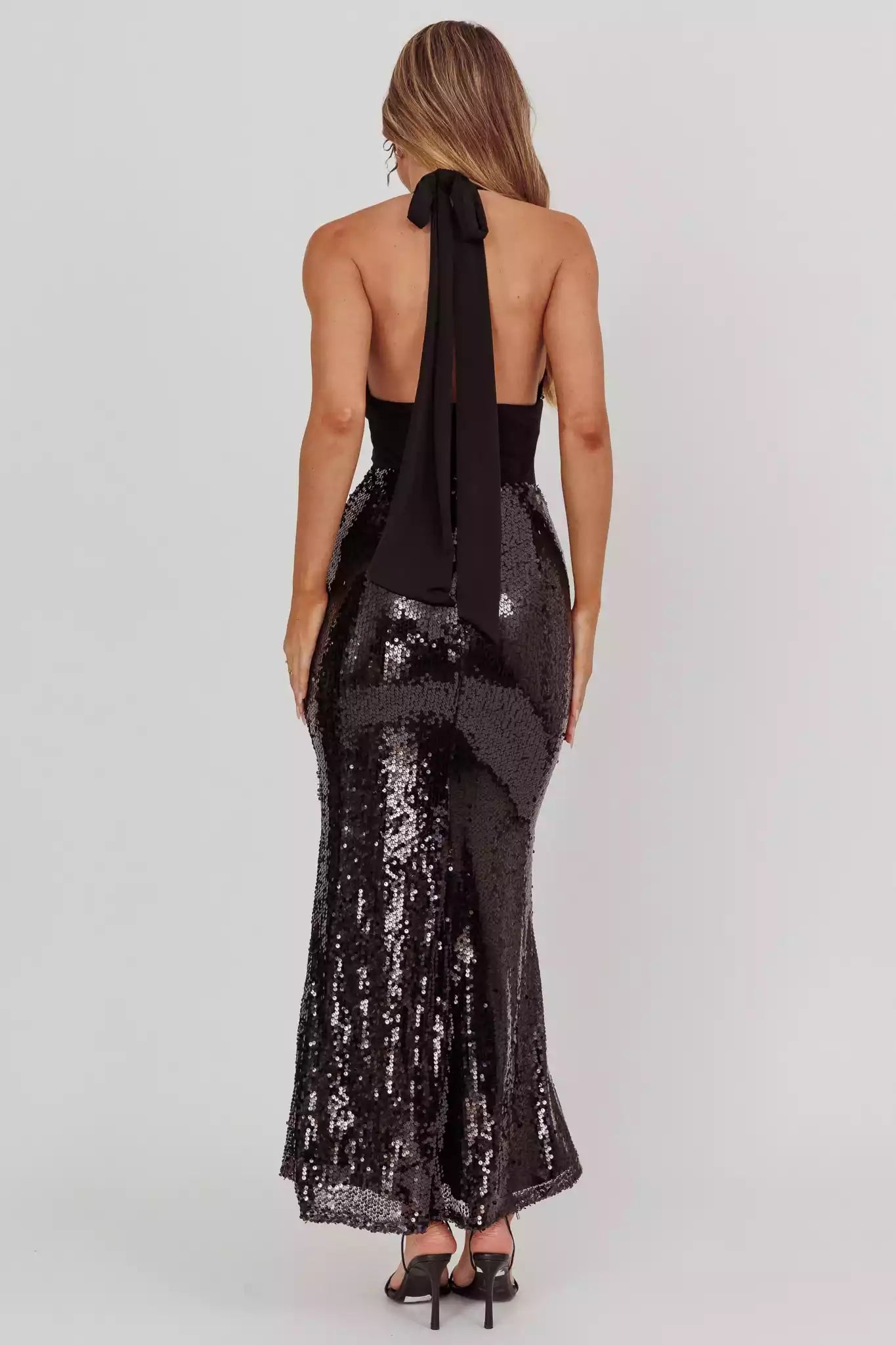 Enchanting sequins, ultra long deep V-neckline, backless neckline, lined with sequins decoration Prom Dresses