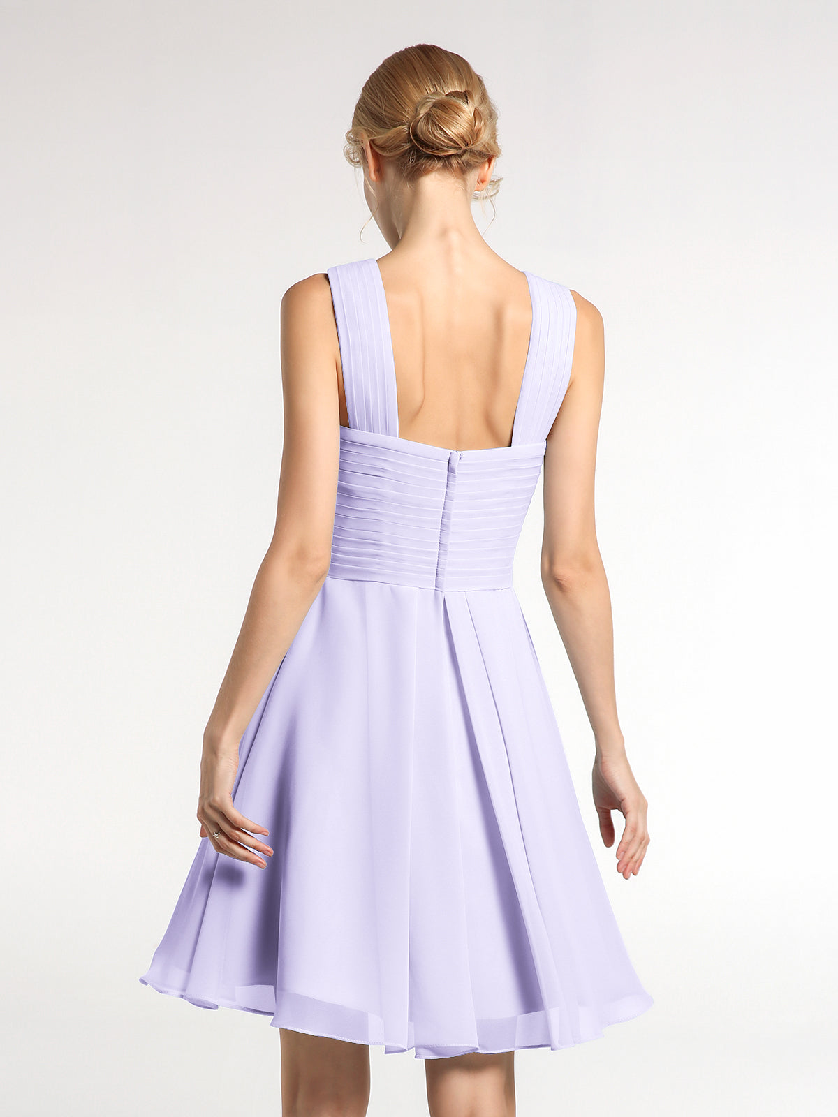 Cross Front Empire Waist Short Bridesmaid Dress Lilac