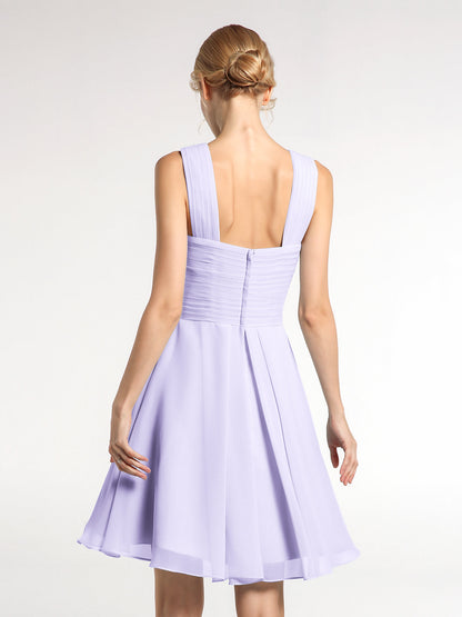 Cross Front Empire Waist Short Bridesmaid Dress Lilac