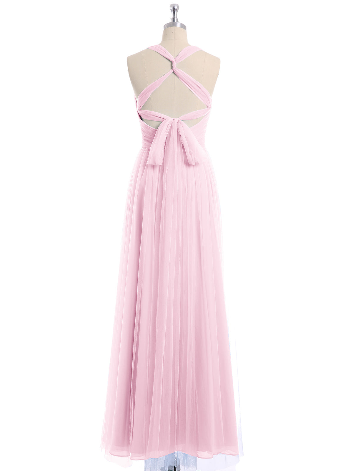 Convertible Back Floor Length Tulle Dresses Candy Pink