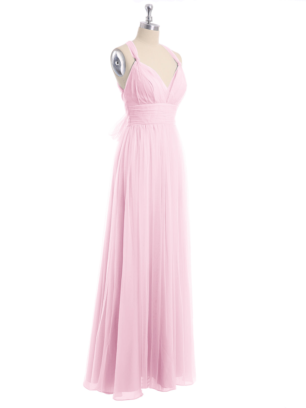 Convertible Back Floor Length Tulle Dresses Candy Pink