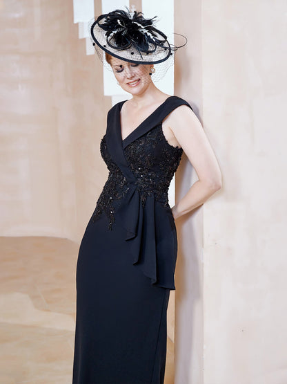 V-neck Sleeveless Floor-length Dress Black