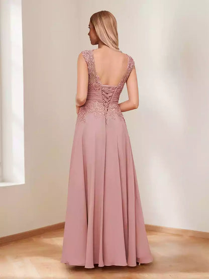 Exquisite A-line/Princess V-neck pleated beads and decals Mother of the Bride Dresses