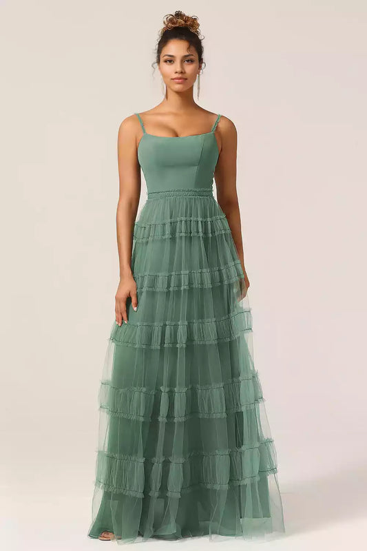 Exquisite chiffon thin shoulder straps sleeveless and backless Bridesmaid Dresses