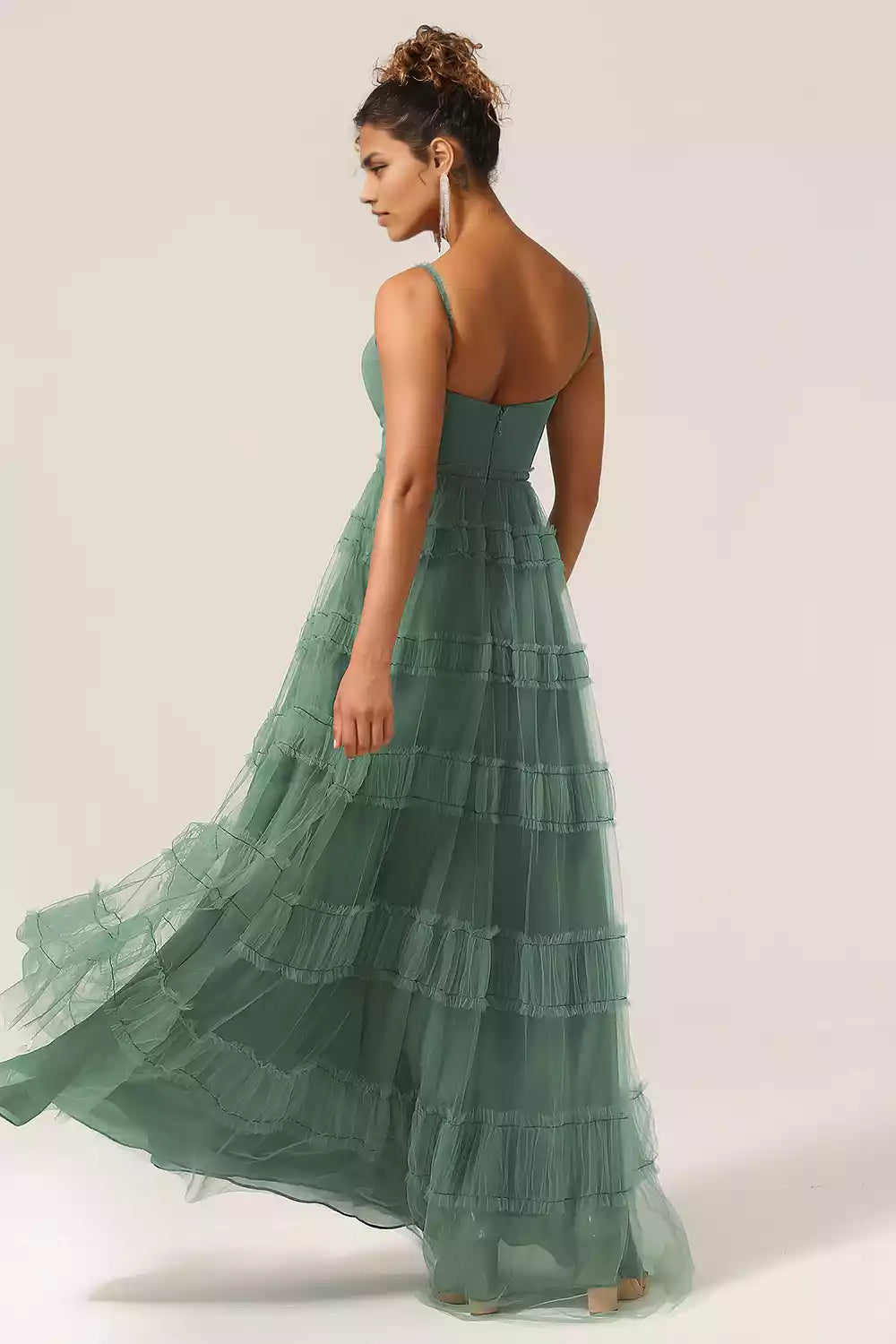 Exquisite chiffon thin shoulder straps sleeveless and backless Bridesmaid Dresses