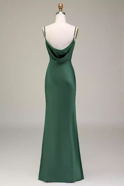 Exquisite slim shoulder strap sleeveless satin slim fit long Bridesmaid Dresses