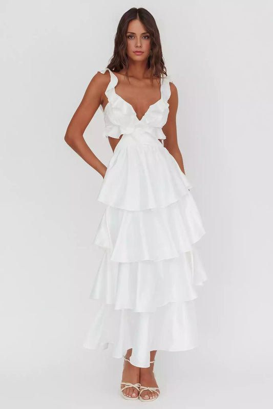 Eye catching hollow waist design with back strap lining Prom Dresses
