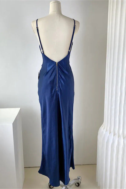Dark Green Sheath Satin Bridesmaid Dress with Slit