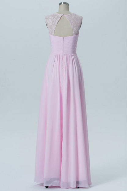 Sweeheart Pink Backless Chiffon Bridesmaid Dress