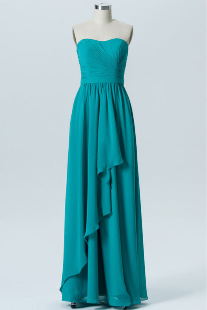 Sweetheart Tauquoise Chiffon Bridesmaid Dress with Ruffles