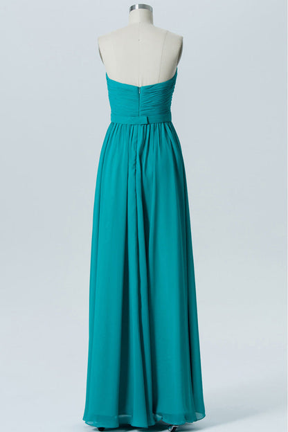 Sweetheart Tauquoise Chiffon Bridesmaid Dress with Ruffles
