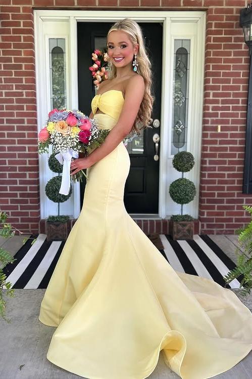 Strapless White and Black Ruched Mermaid Prom Dress