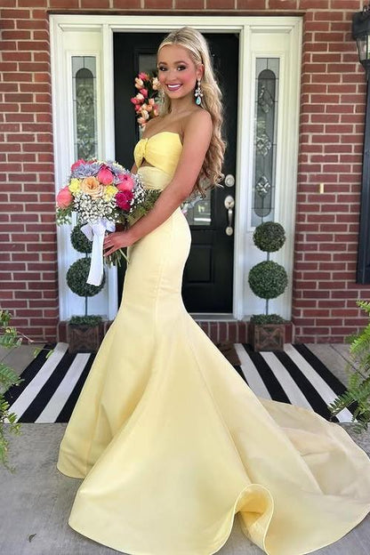 Strapless White and Black Ruched Mermaid Prom Dress