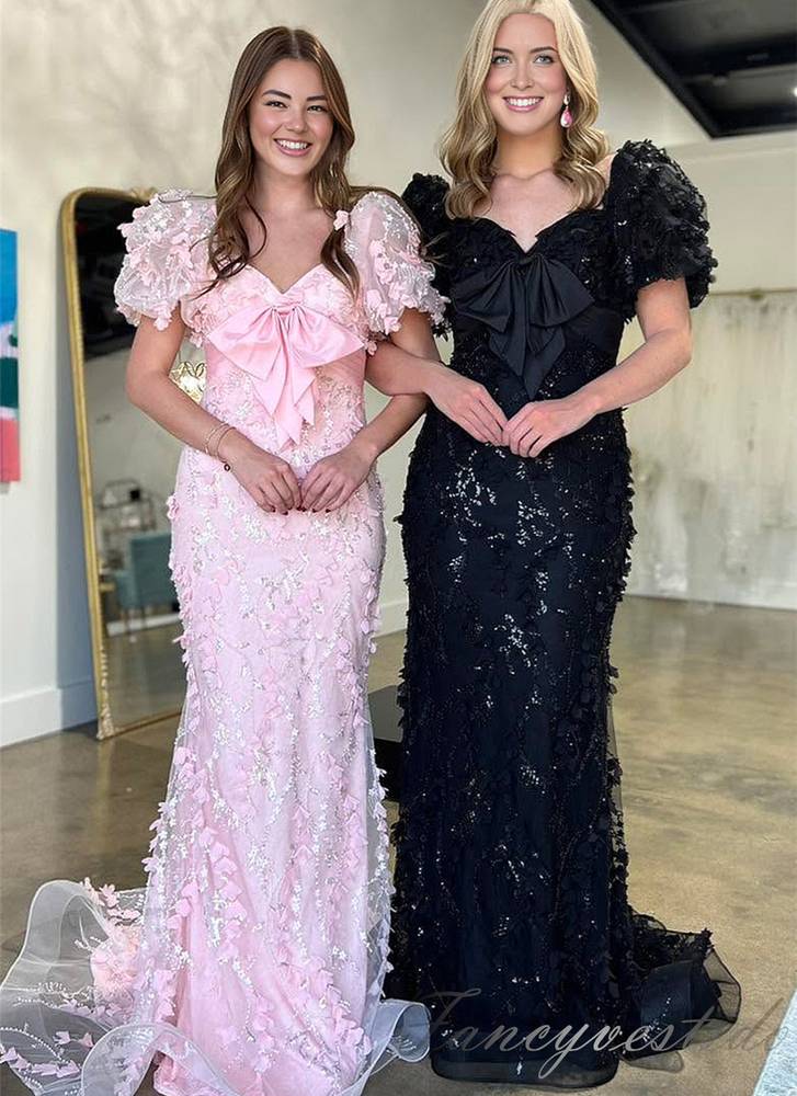 Pink Sweetheart Mermaid Long Prom Dress with 3D Floral