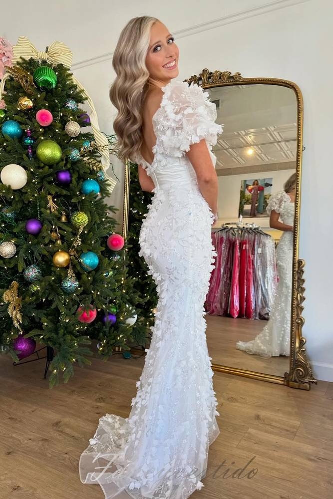 Pink Sweetheart Mermaid Long Prom Dress with 3D Floral