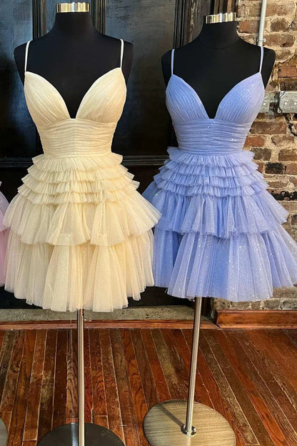 Periwinkle Corset Ruffle Homecoming Dress Sweetheart
