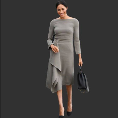 Gray Mother Of The Bride Dresses Sheath Scoop 3/4 Sleeves Knee Length Plus Size Short Groom Mother Dresses For Weddings - RongMoon