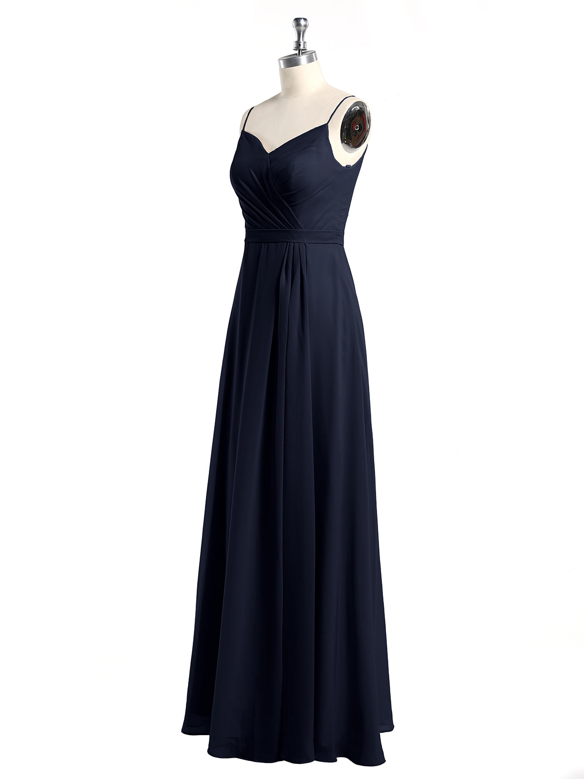 Spaghetti Straps Chiffon Gowns with Sweetheart Dark Navy