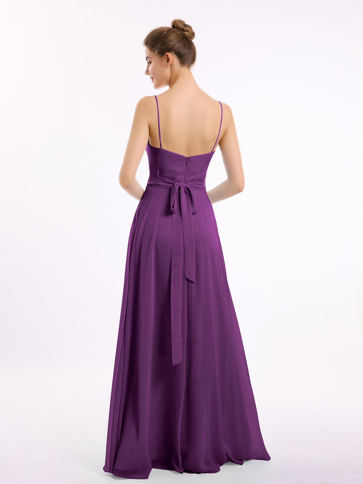 Spaghetti Strap Sweetheart Neck Chiffon Dress Grape