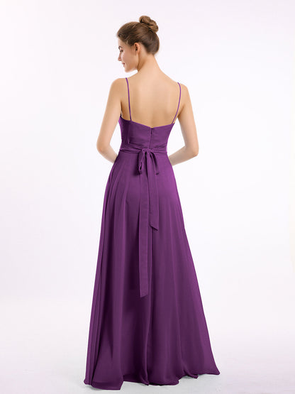 Spaghetti Strap Sweetheart Neck Chiffon Dress Grape