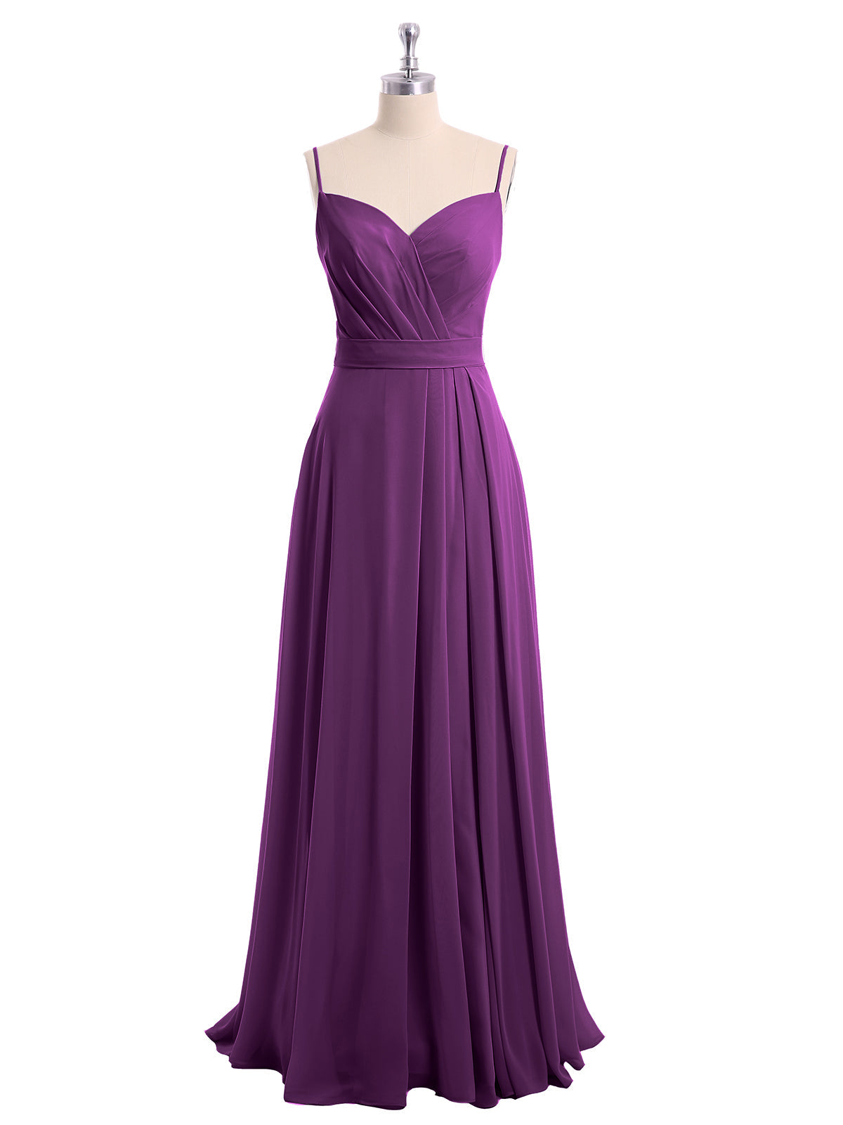 Spaghetti Strap Sweetheart Neck Chiffon Dress Grape