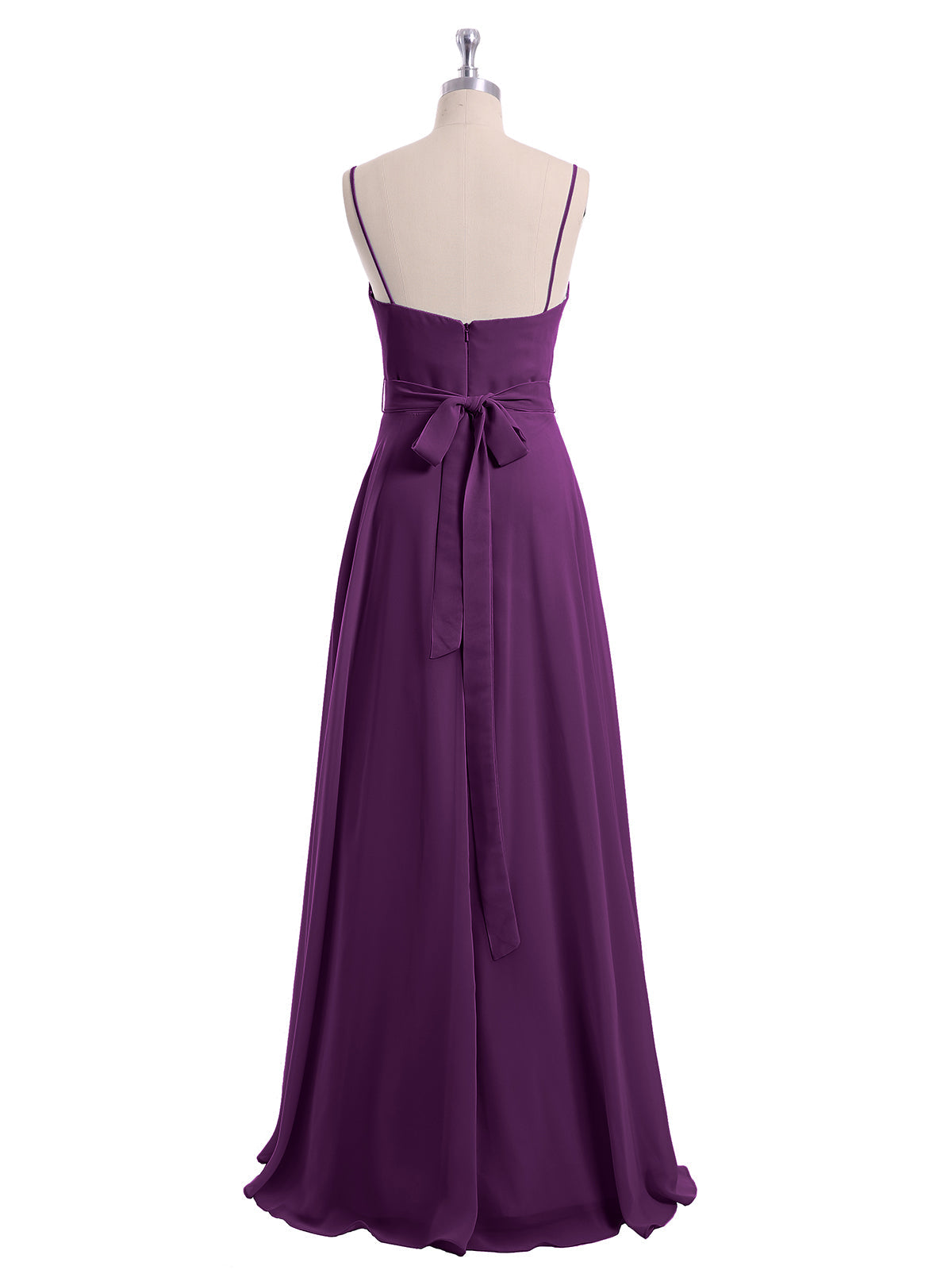 Spaghetti Strap Sweetheart Neck Chiffon Dress Grape