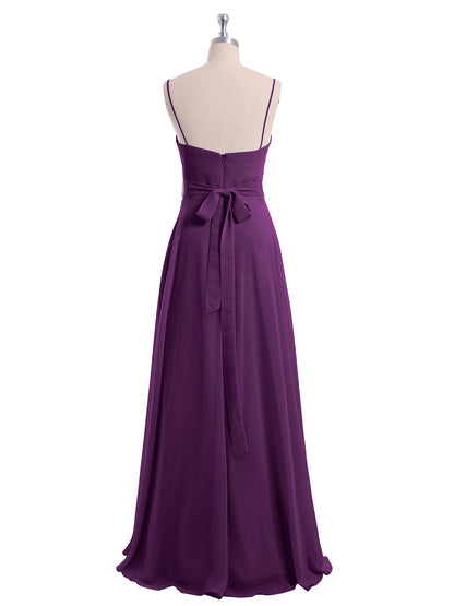 Spaghetti Strap Sweetheart Neck Chiffon Dress Grape