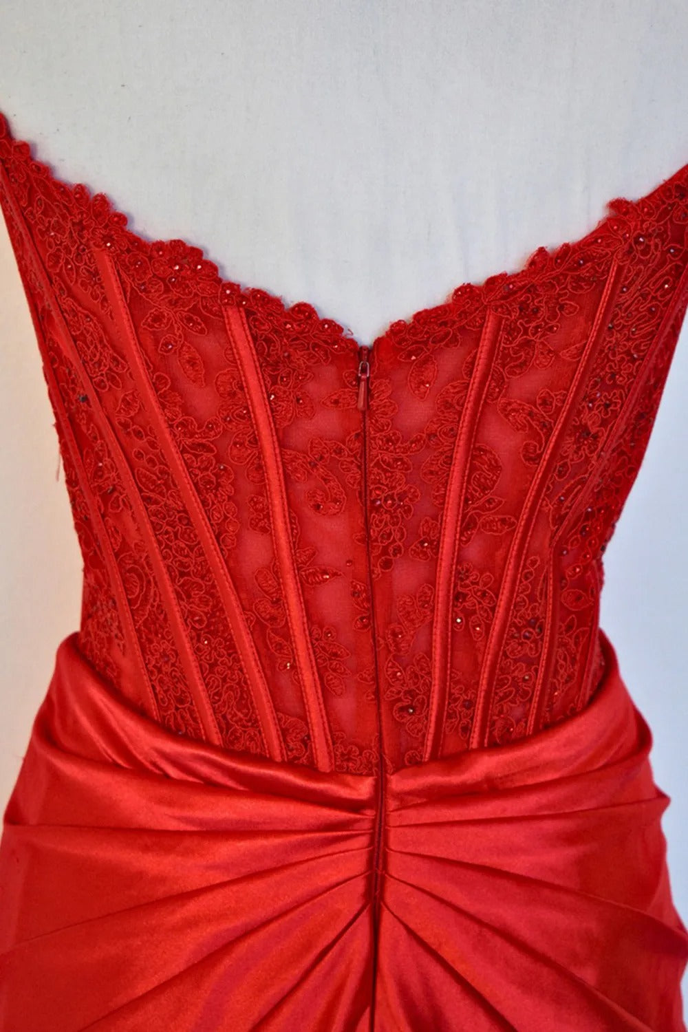 Fuchsia Strapless Corset Mermaid Long Satin Prom Dress