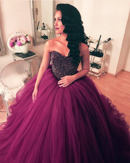 Fully Beading Sweetheart Puffy Wedding Dresses