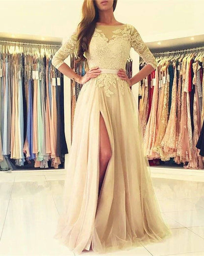 Pink Tulle Bridesmaid Dresses With Sleeves - RongMoon