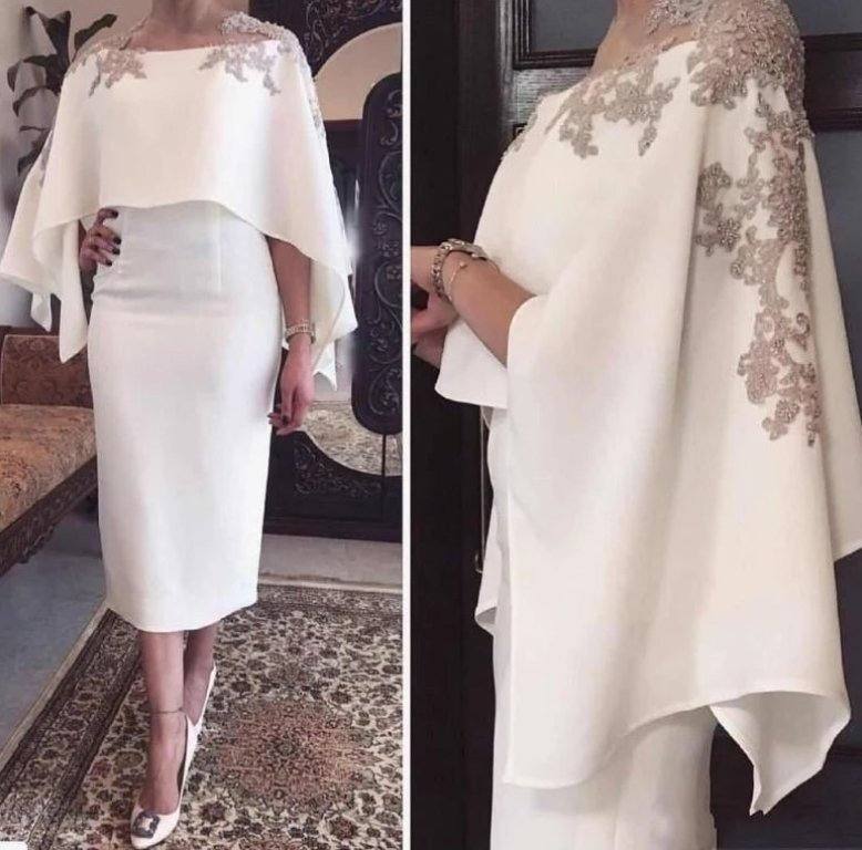 Elegant Mother Of The Bride Dresses Sheath Appliques Beaded Tea Length Short Wedding Party Dress Mother Dress For Wedding - RongMoon