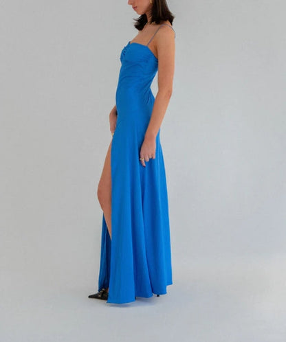 Aimishang Elegant Dresses Gowns Evening Dresses Spaghetti Straps Long Prom Dress Satin Formal Party Dress
