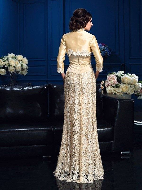 A-Line/Princess Strapless Lace Sleeveless Long Lace Mother of the Bride Dresses - RongMoon