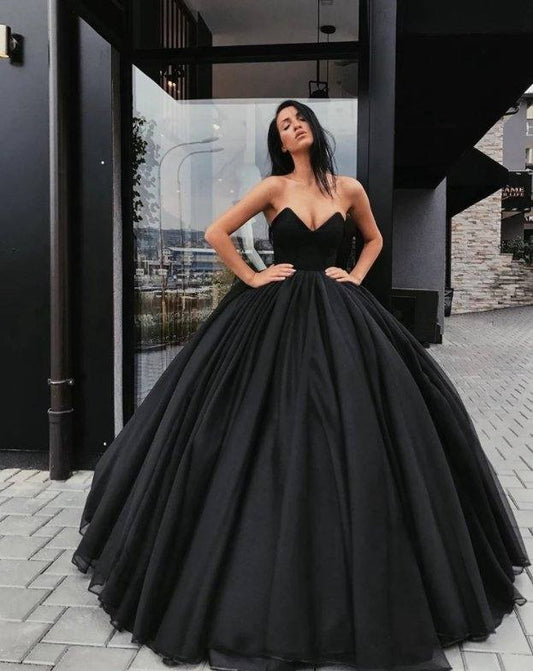 Black Robe De Soiree Ball Gown Chiffon Floor Length Puffy Long Prom Dresses Prom Gown Evening Dresses - RongMoon