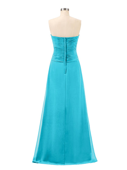 Sweetheart Strapless Chiffon Bridesmaid Dress-Jade