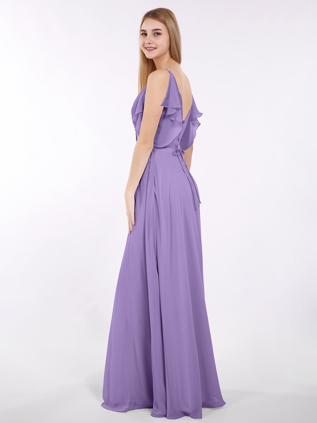 Spaghetti Strap Chiffon Dress with V-neck-Tahiti