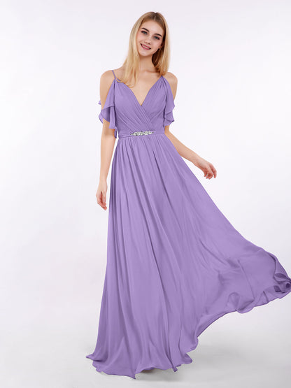 Spaghetti Strap Chiffon Dress with V-neck-Tahiti
