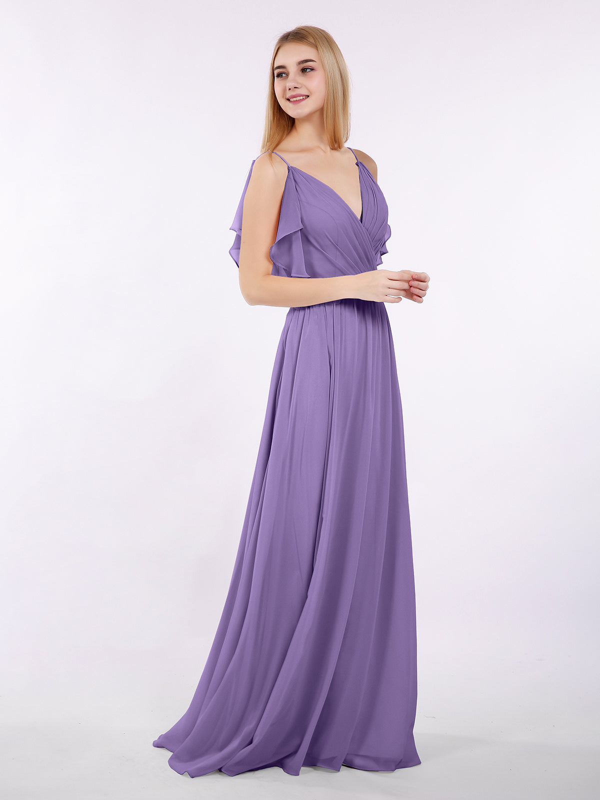 Spaghetti Strap Chiffon Dress with V-neck-Tahiti