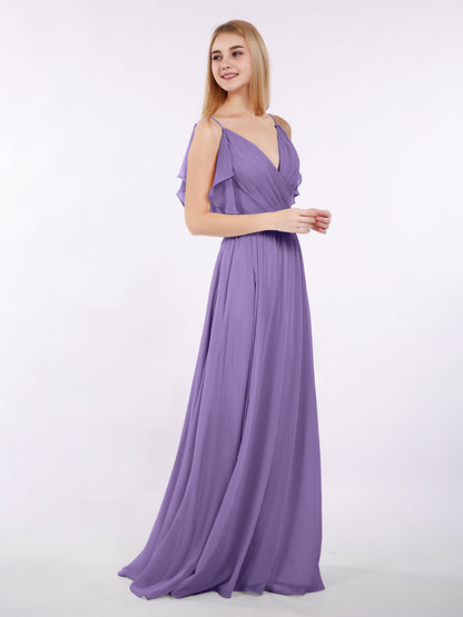 Spaghetti Strap Chiffon Dress with V-neck-Tahiti