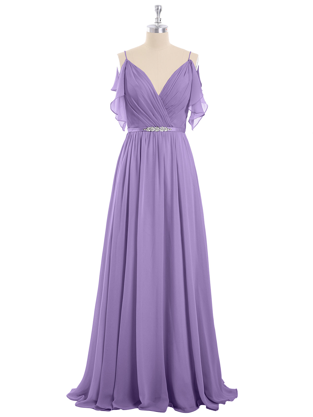 Spaghetti Strap Chiffon Dress with V-neck-Tahiti