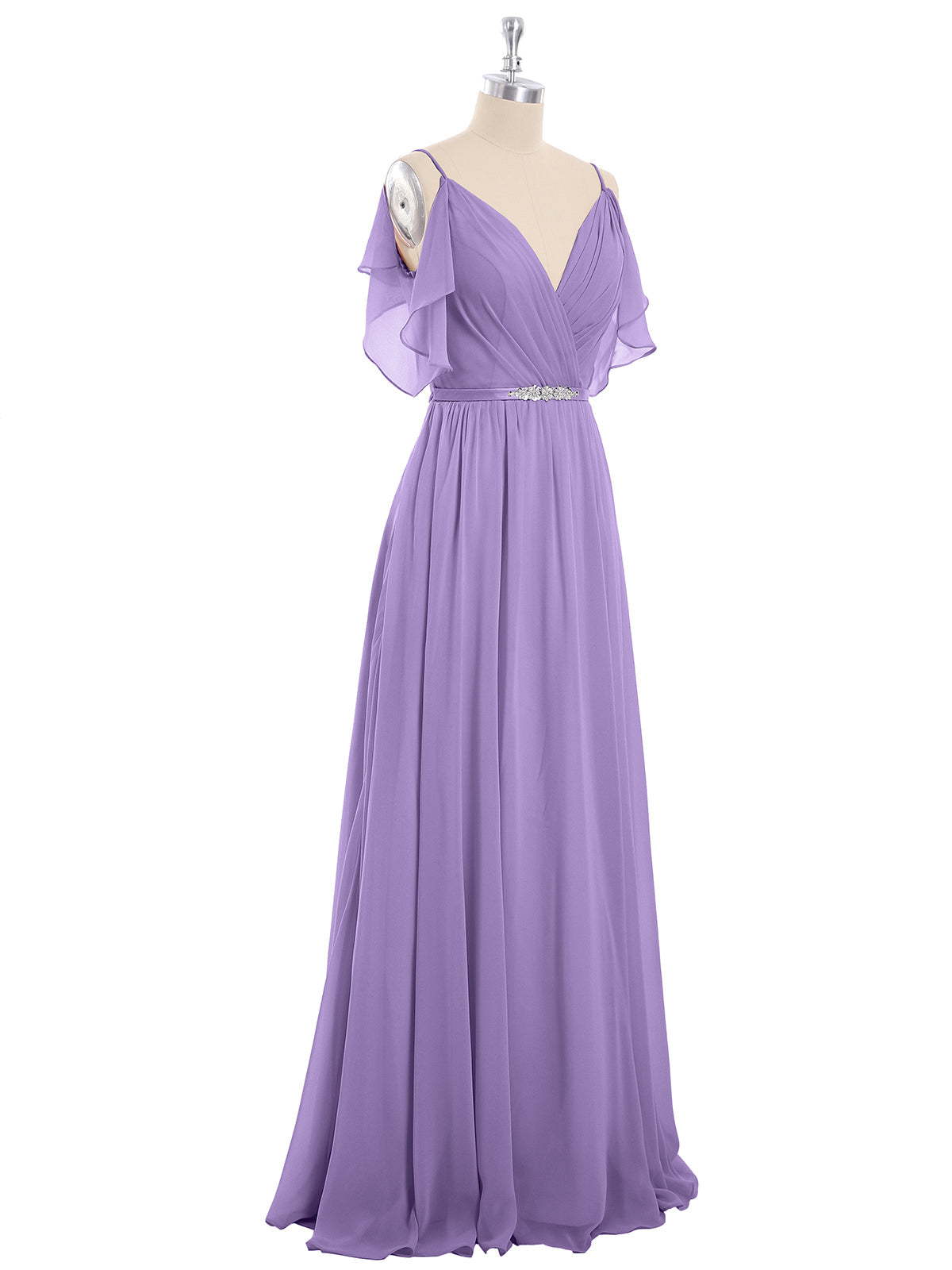 Spaghetti Strap Chiffon Dress with V-neck-Tahiti