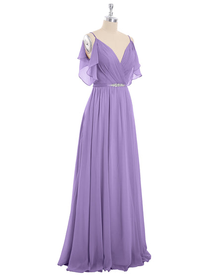 Spaghetti Strap Chiffon Dress with V-neck-Tahiti