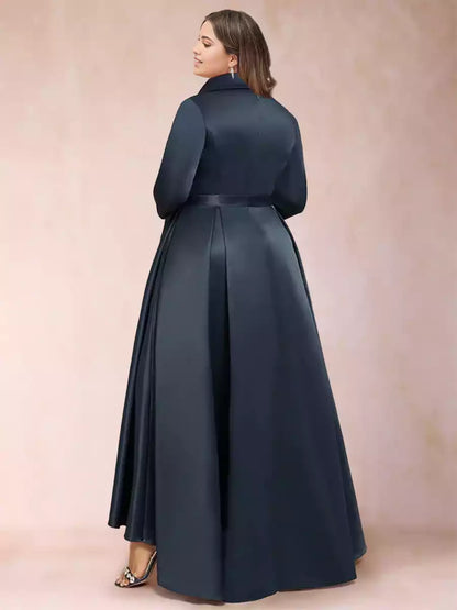 Gorgeous A-line/Princess style asymmetrical V-neck plus size Mother of the Bride Dresses