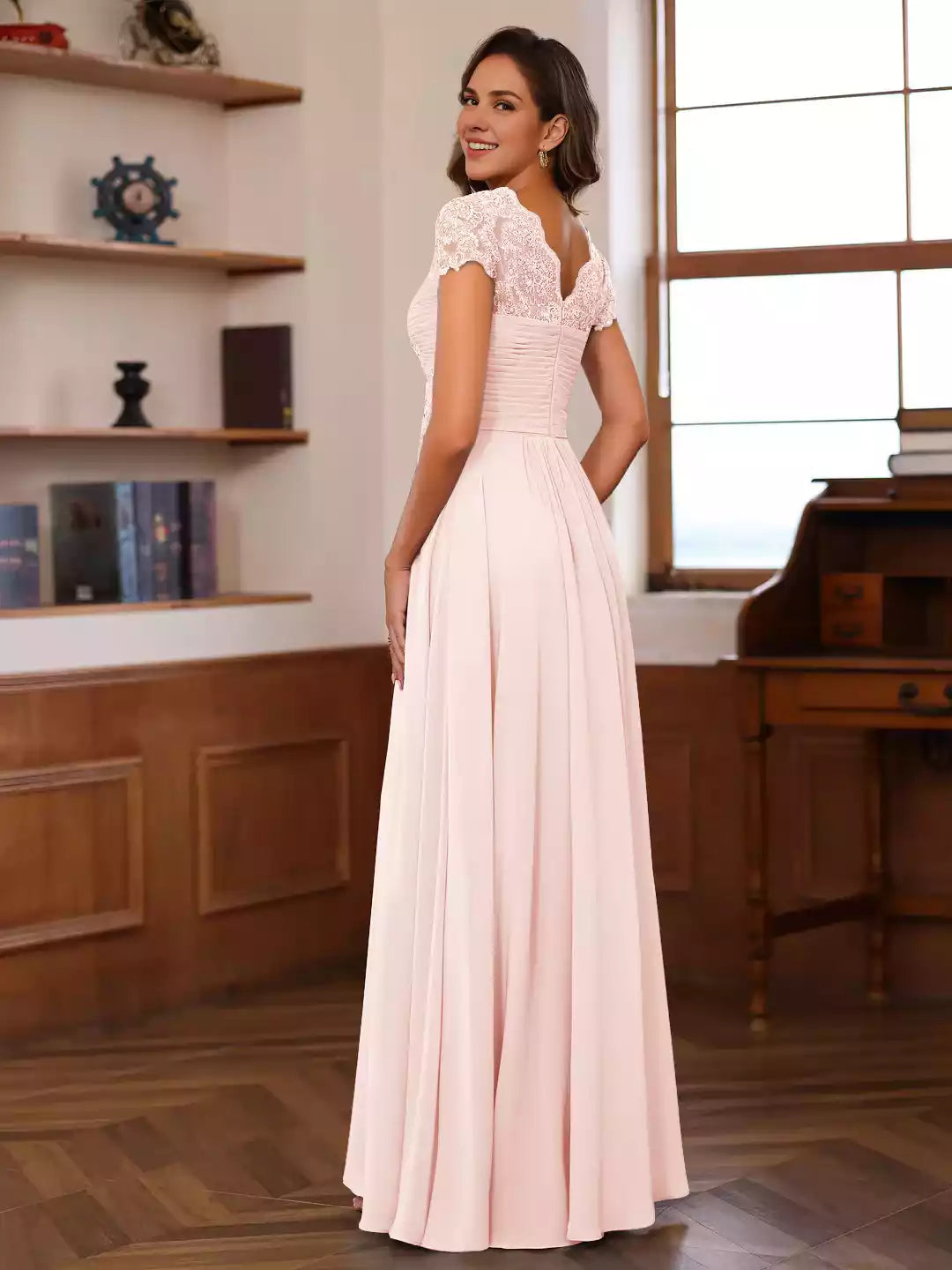 Gorgeous A-line/Princess style sweetheart collar short sleeved applique ruffle Mother of the Bride Dresses