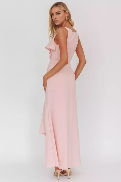 Gorgeous V-neck ruffle lined back with zipper Prom Dresses