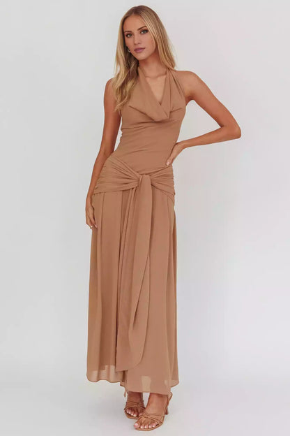 Gorgeous backless lining, waist strap, back with zipper Prom Dresses