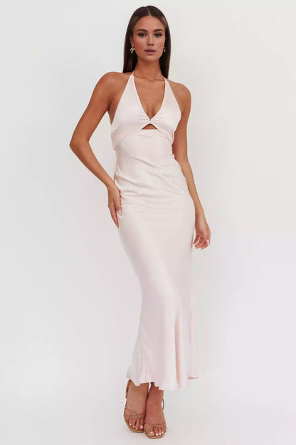 Gorgeous backless lockhole bust with lining and back zipper Prom Dresses