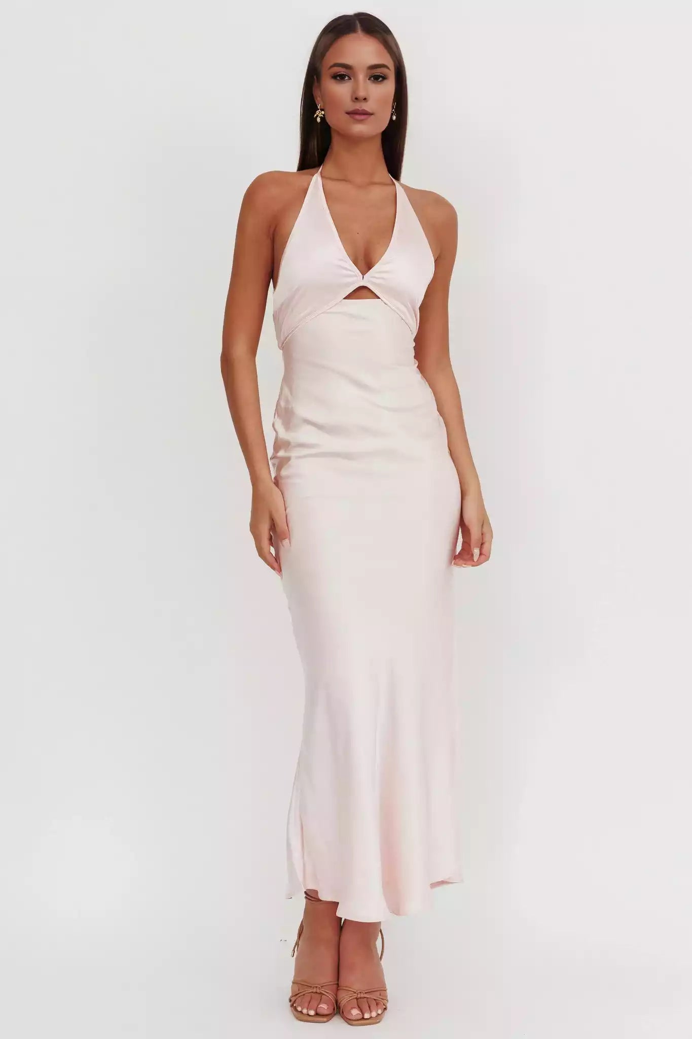 Gorgeous backless lockhole bust with lining and back zipper Prom Dresses