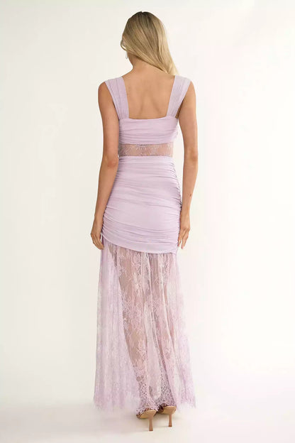 Gorgeous lace lining, pleated details, twisted chest, side zipper, Prom Dresses
